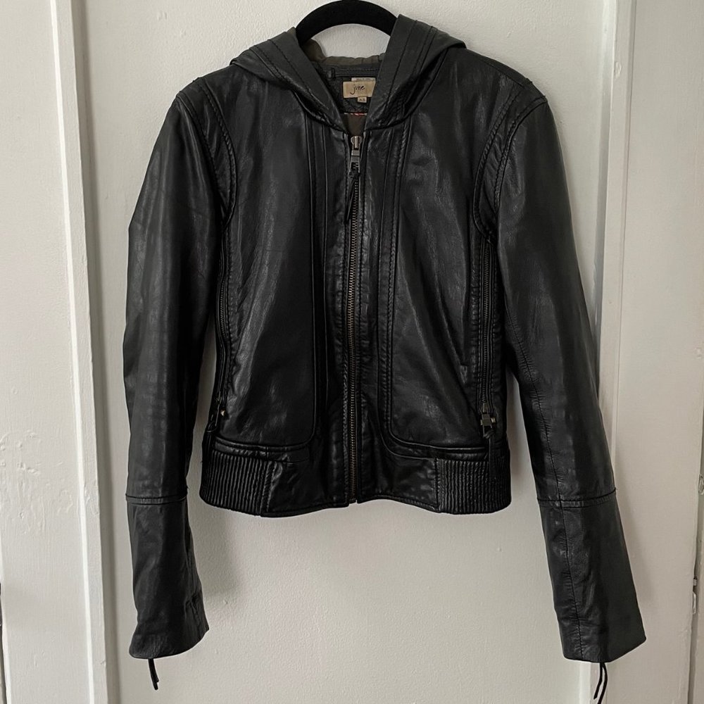 June Hooded Leather Jacket